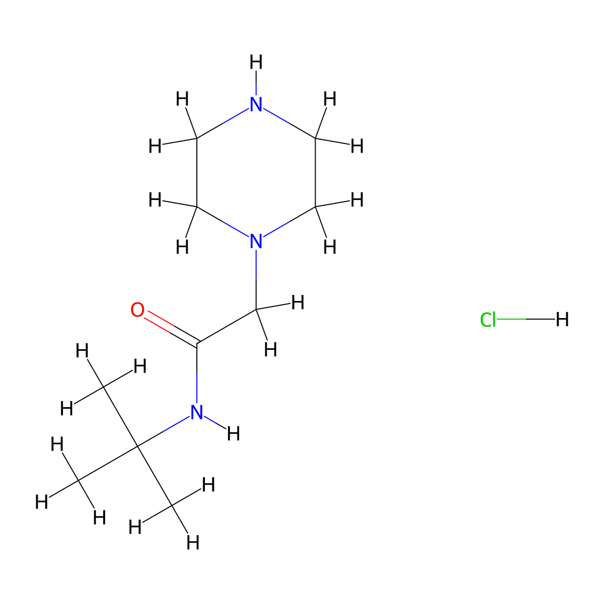 N-(tert-butyl)-2-(piperazin-1-yl)acetamide hydrochloride molecular structure, CAS 1158302-88-5