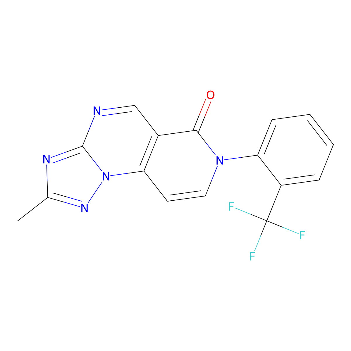 2-methyl-7-[2-(trifluoromethyl)phenyl]pyrido[3,4-e][1,2,4]triazolo[1,5-a]pyrimidin-6(7H)-one molecular structure, CAS 1158303-00-4