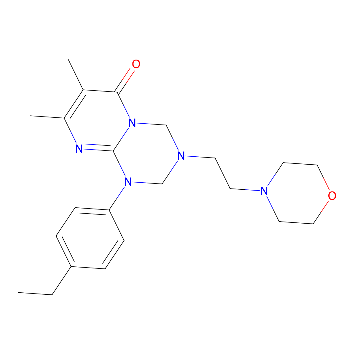 1-(4-ethylphenyl)-7,8-dimethyl-3-(2-morpholinoethyl)-1,2,3,4-tetrahydro-6H-pyrimido[1,2-a][1,3,5]triazin-6-one molecular structure, CAS 1158303-70-8