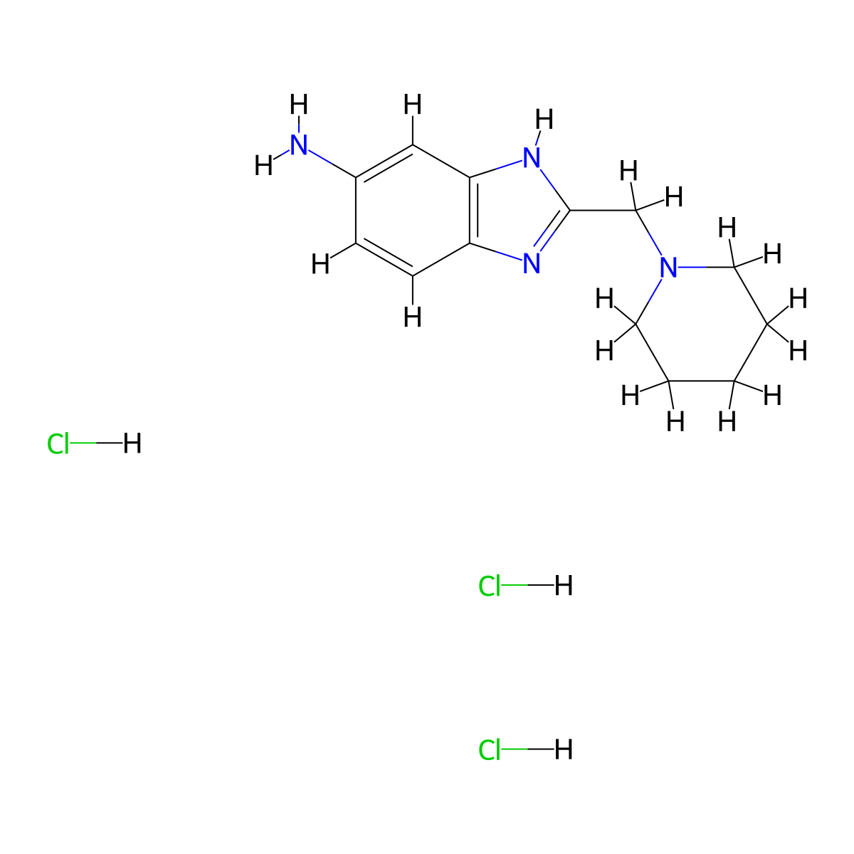 2-(Piperidin-1-ylmethyl)-1H-benzo[d]imidazol-5-amine trihydrochloride molecular structure, CAS 1158304-43-8