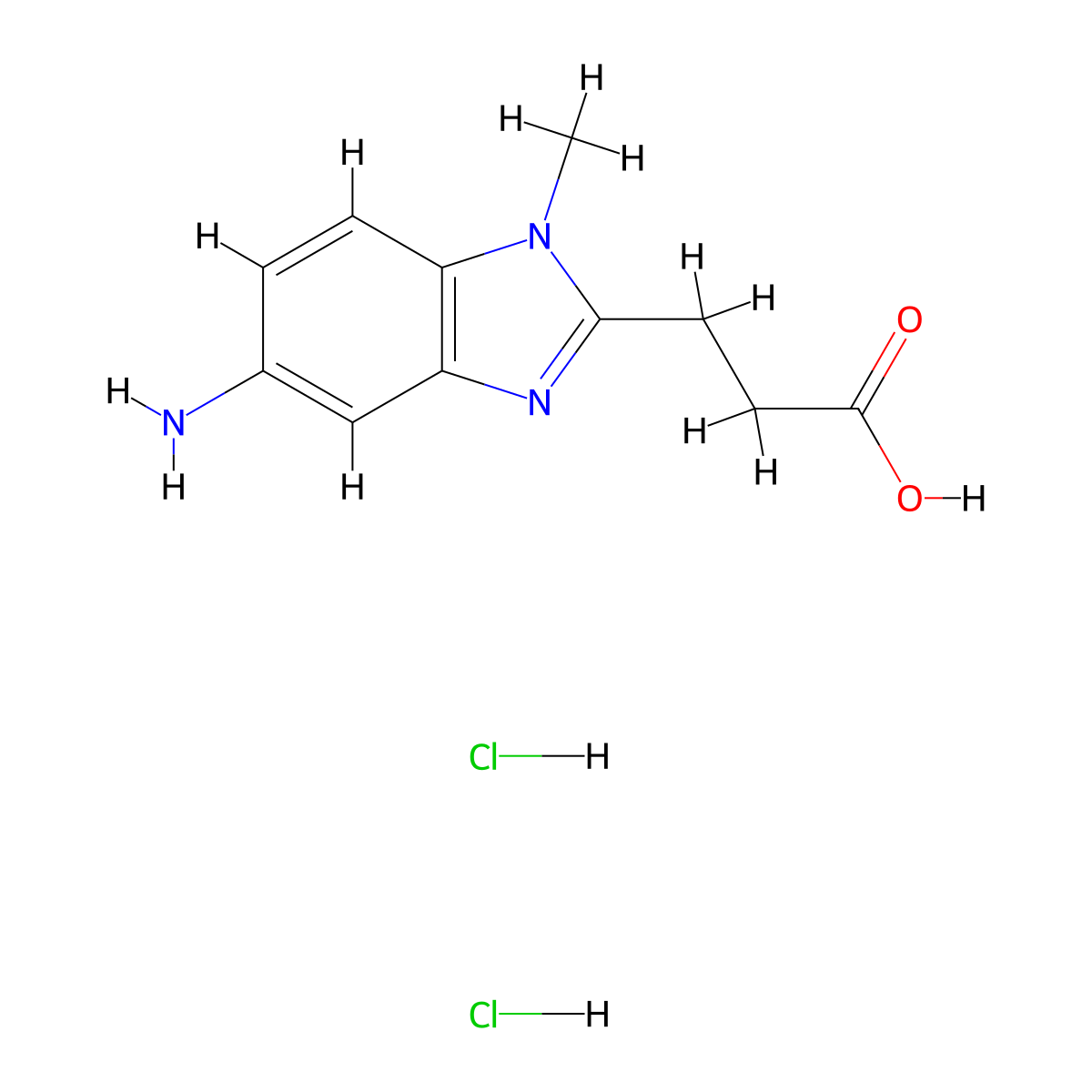 3-(5-Amino-1-methyl-1H-benzoimidazol-2-YL)-propionic acid dihydrochloride molecular structure, CAS 1158306-75-2