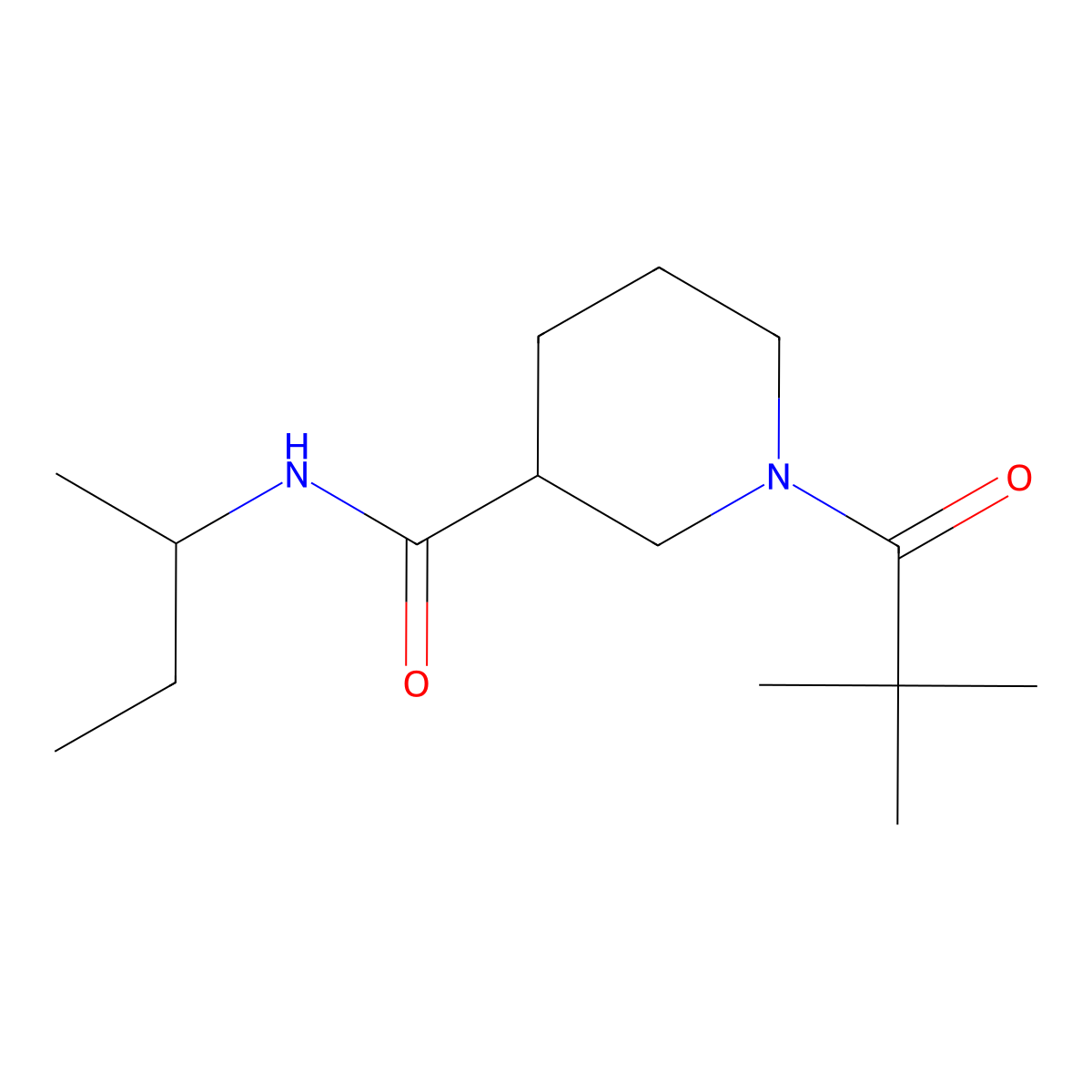 N-(butan-2-yl)-1-(2,2-dimethylpropanoyl)piperidine-3-carboxamide molecular structure, CAS 1158310-51-0