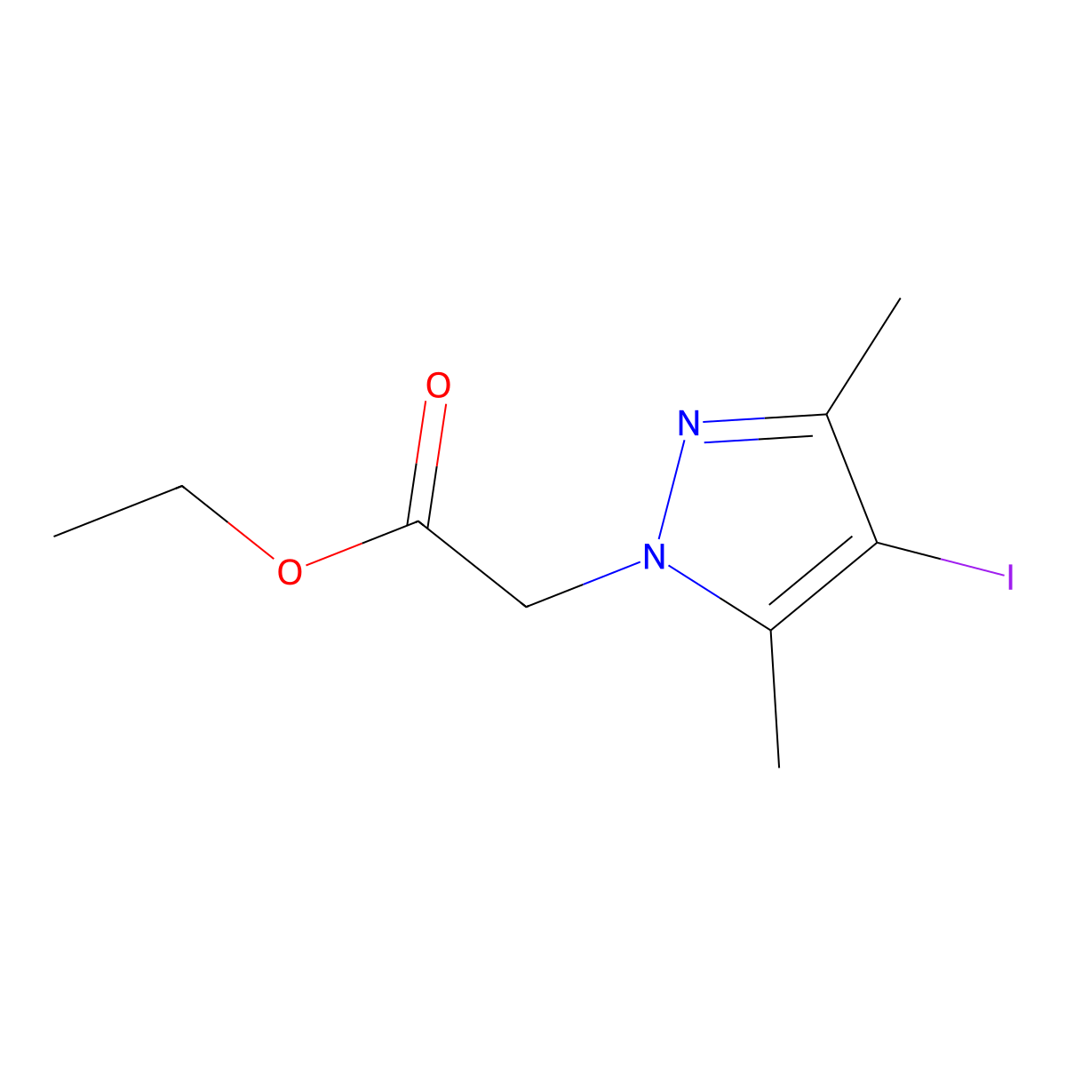 ethyl (4-iodo-3,5-dimethyl-1H-pyrazol-1-yl)acetate molecular structure, CAS 1158314-64-7