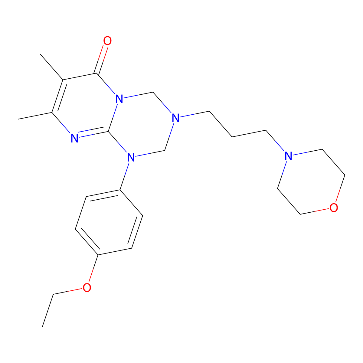 1-(4-ethoxyphenyl)-7,8-dimethyl-3-[3-(morpholin-4-yl)propyl]-1,2,3,4-tetrahydro-6H-pyrimido[1,2-a][1,3,5]triazin-6-one molecular structure, CAS 1158315-40-2