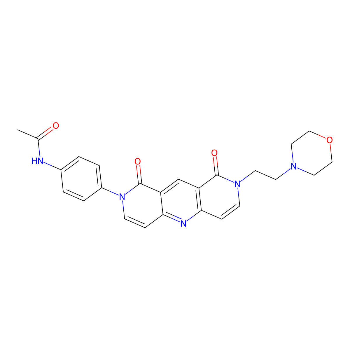 N-(4-{8-[2-(morpholin-4-yl)ethyl]-1,9-dioxo-8,9-dihydropyrido[4,3-b][1,6]naphthyridin-2(1H)-yl}phenyl)acetamide molecular structure, CAS 1158315-45-7