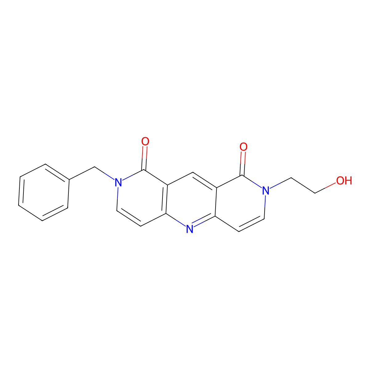 2-benzyl-8-(2-hydroxyethyl)pyrido[4,3-b][1,6]naphthyridine-1,9(2H,8H)-dione molecular structure, CAS 1158316-08-5