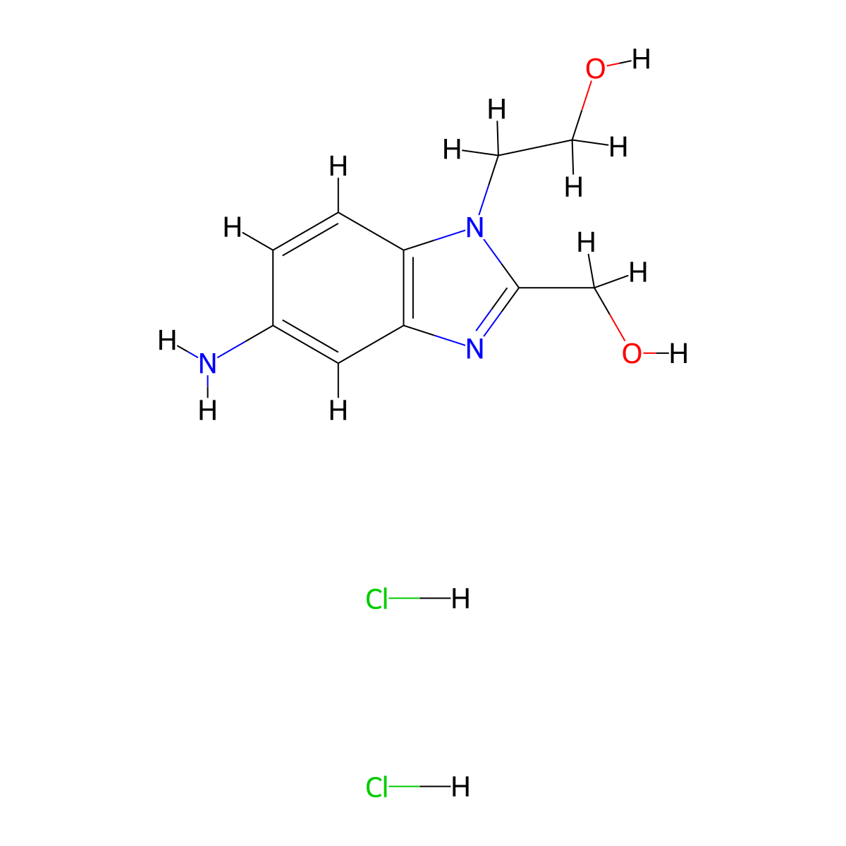2-(5-Amino-2-hydroxymethyl-benzoimidazol-1-YL)-ethanol dihydrochloride molecular structure, CAS 1158316-59-6