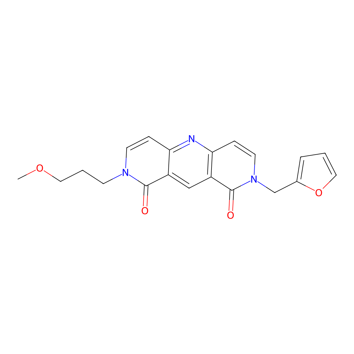 2-(2-furylmethyl)-8-(3-methoxypropyl)pyrido[4,3-b][1,6]naphthyridine-1,9(2H,8H)-dione molecular structure, CAS 1158317-12-4