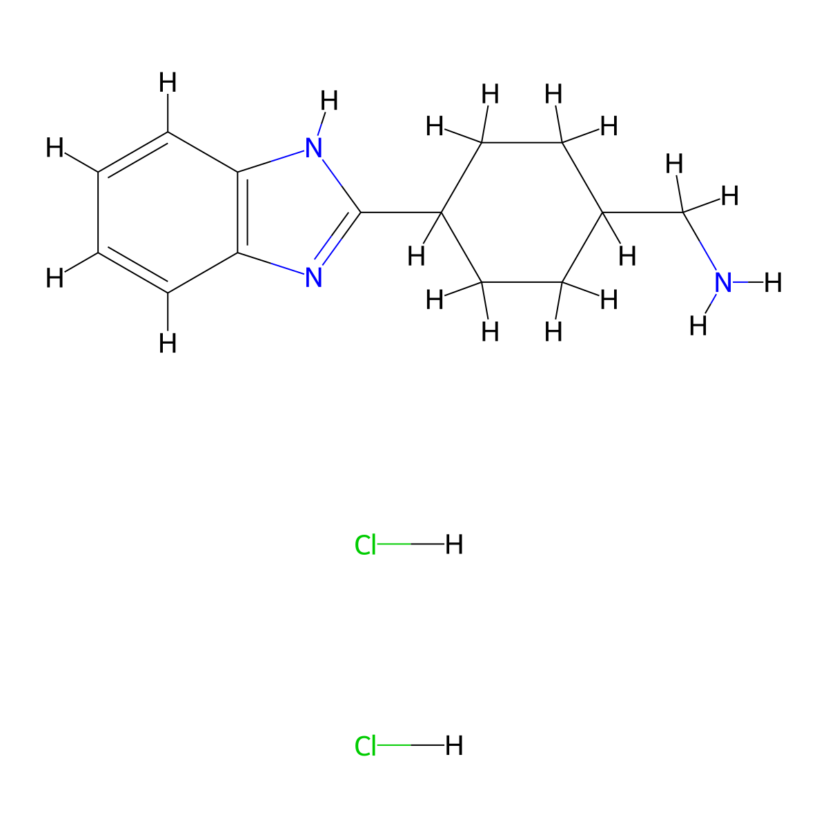 [4-(1H-1,3-benzodiazol-2-yl)cyclohexyl]methanamine dihydrochloride molecular structure, CAS 1158317-15-7