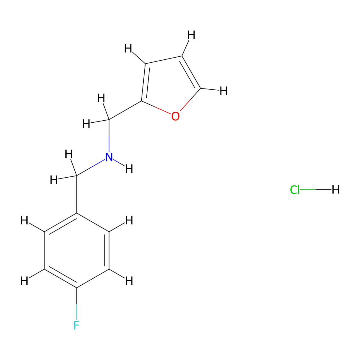 (4-Fluoro-benzyl)-furan-2-ylmethyl-amine hydrochloride molecular structure, CAS 1158318-80-9