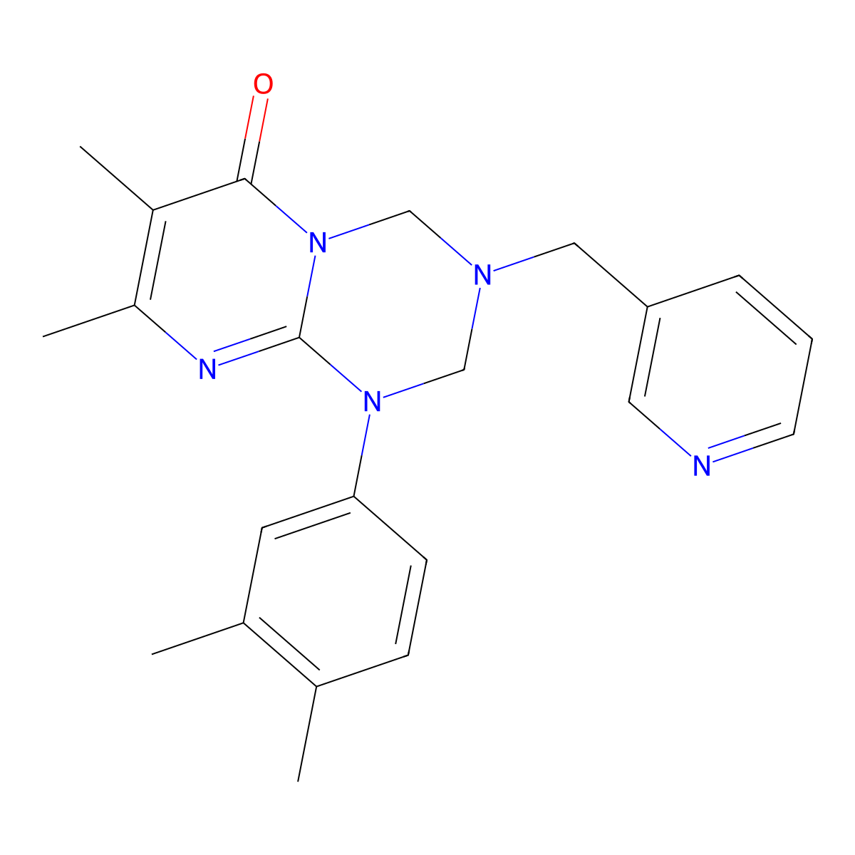 1-(3,4-dimethylphenyl)-7,8-dimethyl-3-(pyridin-3-ylmethyl)-1,2,3,4-tetrahydro-6H-pyrimido[1,2-a][1,3,5]triazin-6-one molecular structure, CAS 1158321-18-6