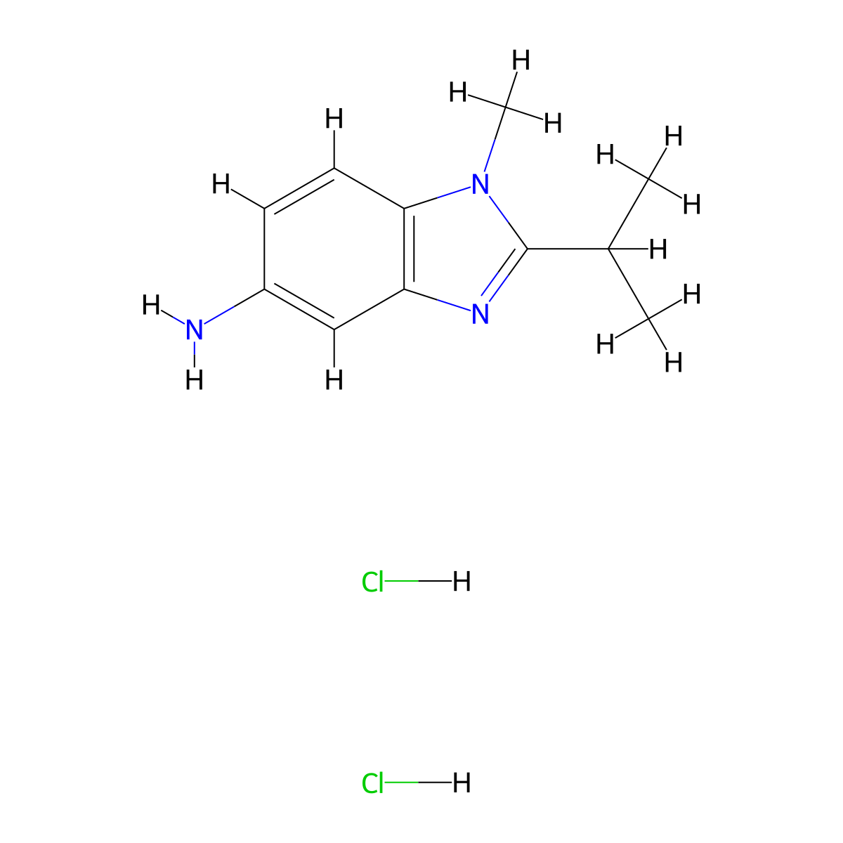 2-Isopropyl-1-methyl-1H-benzoimidazol-5-ylamine dihydrochloride molecular structure, CAS 1158323-70-6