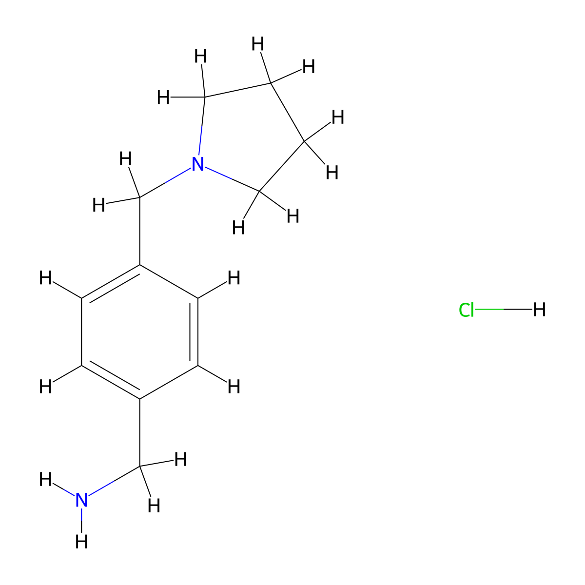 (4-(Pyrrolidin-1-ylmethyl)phenyl)methanamine hydrochloride molecular structure, CAS 1158325-03-1