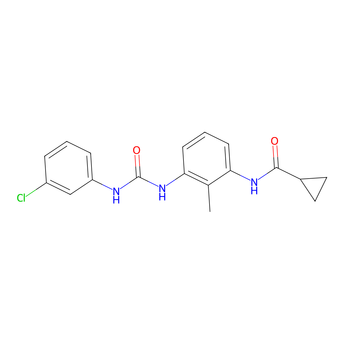 N-(3-{[(3-chlorophenyl)carbamoyl]amino}-2-methylphenyl)cyclopropanecarboxamide molecular structure, CAS 1158325-06-4