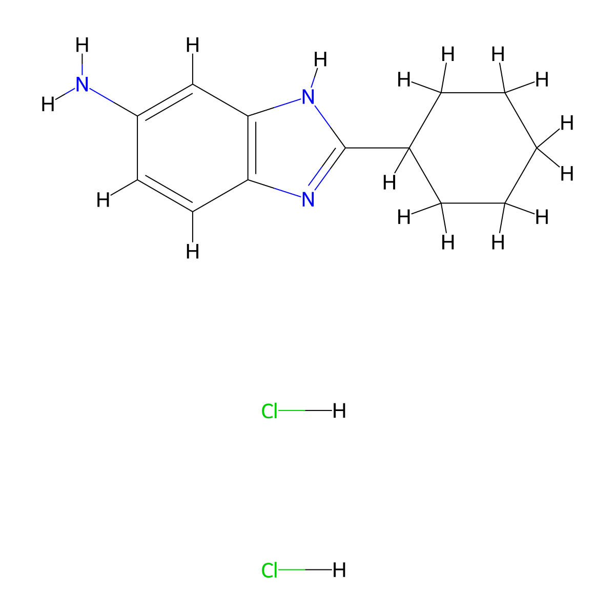 2-cyclohexyl-1H-1,3-benzodiazol-5-amine dihydrochloride molecular structure, CAS 1158326-68-1