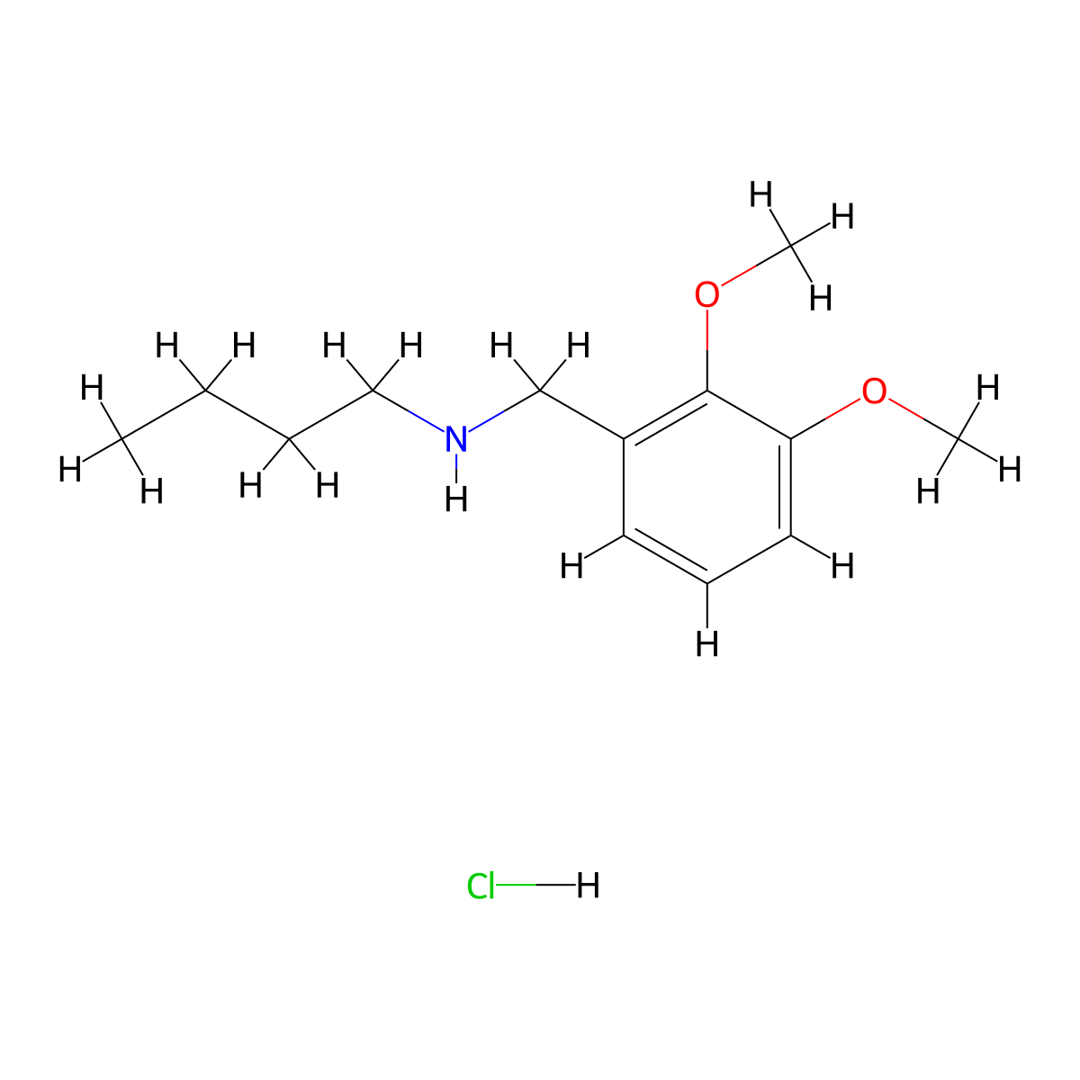 Butyl[(2,3-dimethoxyphenyl)methyl]amine hydrochloride molecular structure, CAS 1158326-83-0