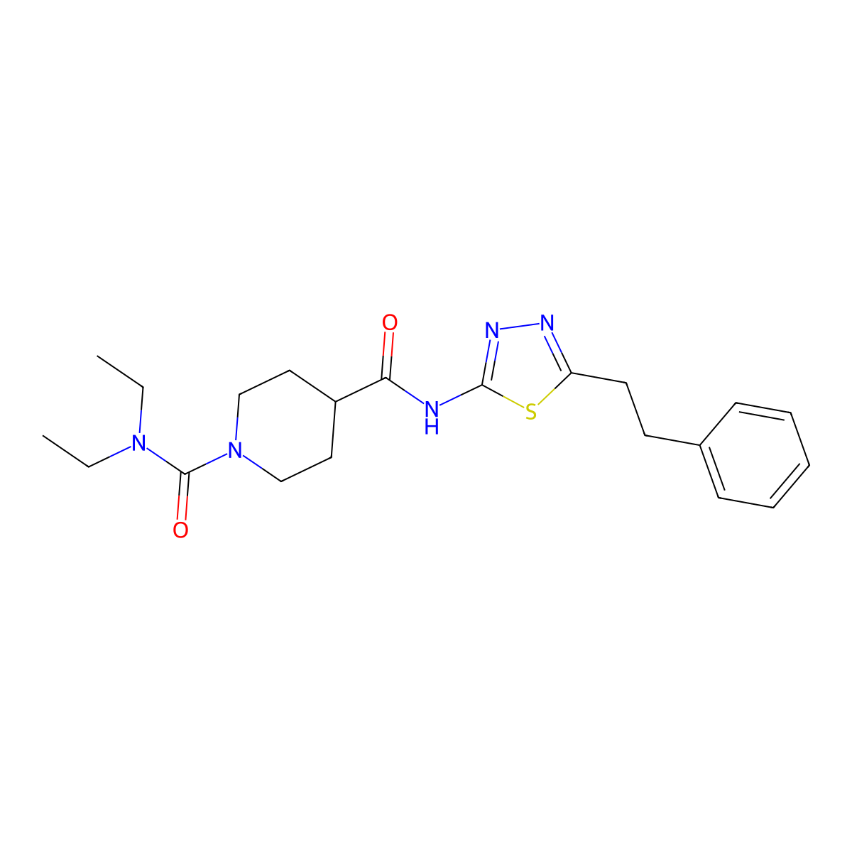 N~1~,N~1~-diethyl-N~4~-[5-(2-phenylethyl)-1,3,4-thiadiazol-2-yl]piperidine-1,4-dicarboxamide molecular structure, CAS 1158328-81-4