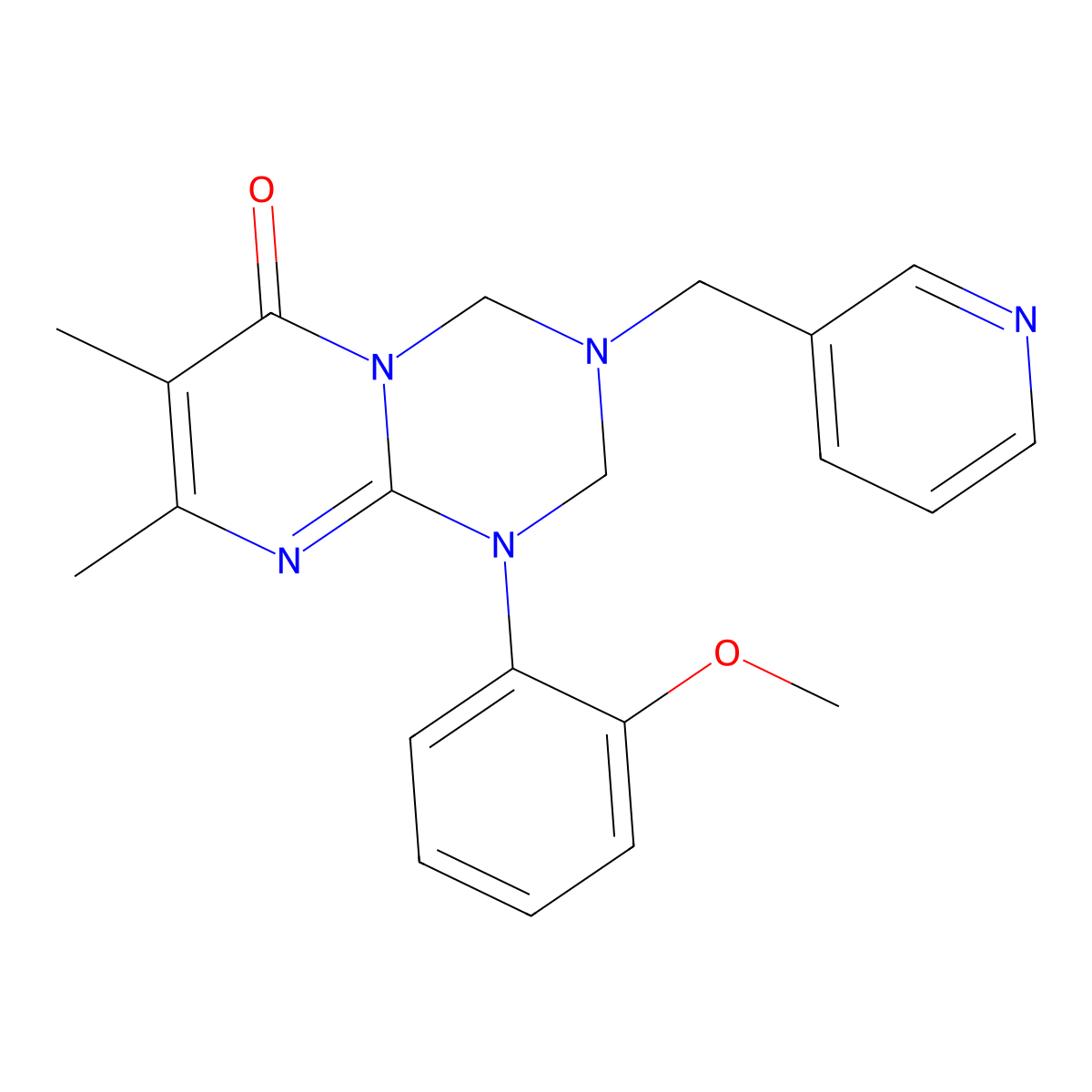 1-(2-methoxyphenyl)-7,8-dimethyl-3-(pyridin-3-ylmethyl)-1,2,3,4-tetrahydro-6H-pyrimido[1,2-a][1,3,5]triazin-6-one molecular structure, CAS 1158329-09-9