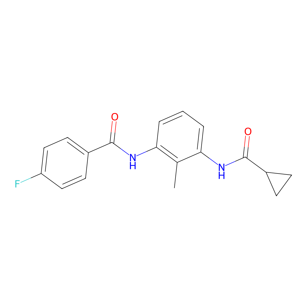 N-{3-[(cyclopropylcarbonyl)amino]-2-methylphenyl}-4-fluorobenzamide molecular structure, CAS 1158329-63-5