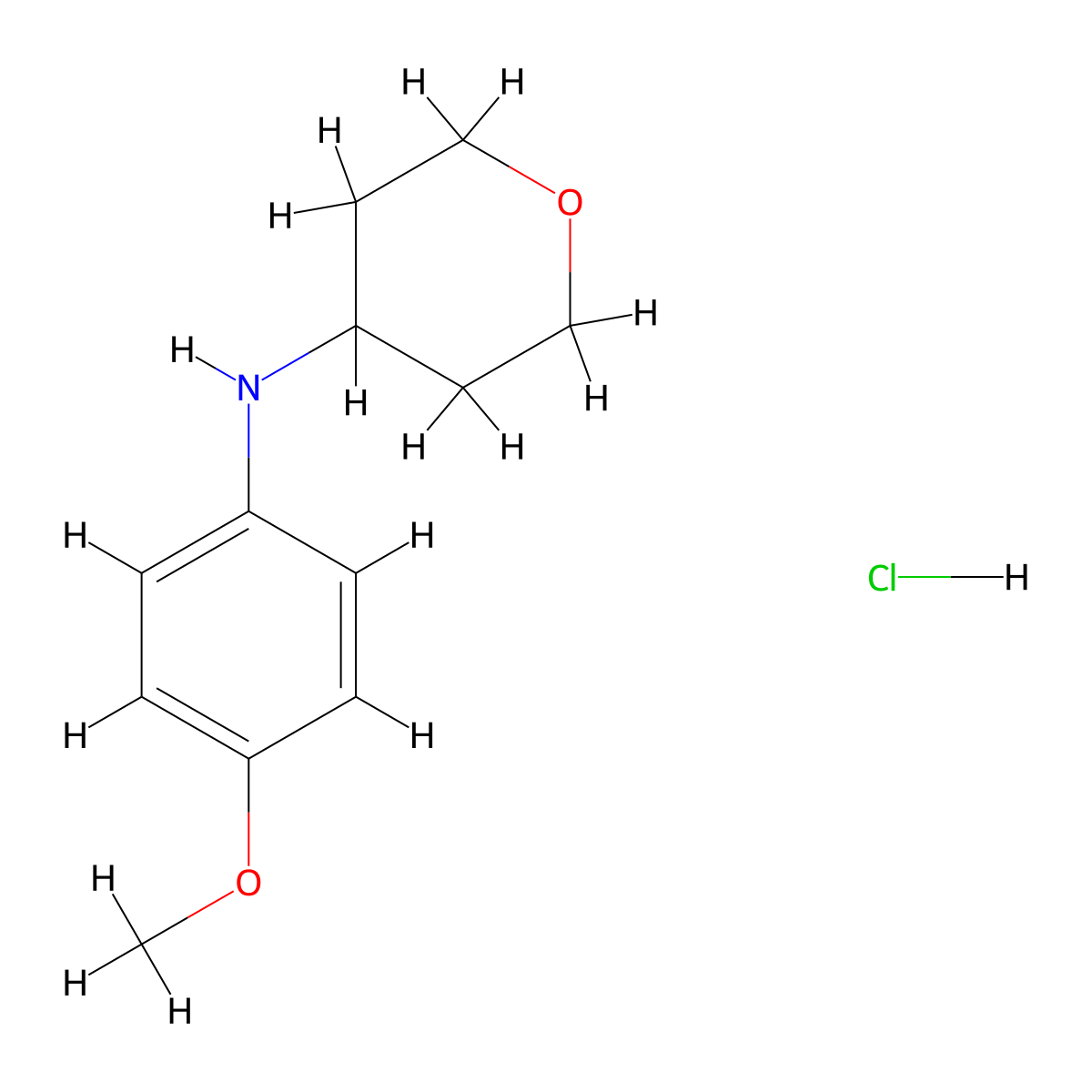 N-(4-Methoxyphenyl)tetrahydro-2H-pyran-4-amine hydrochloride molecular structure, CAS 1158330-02-9