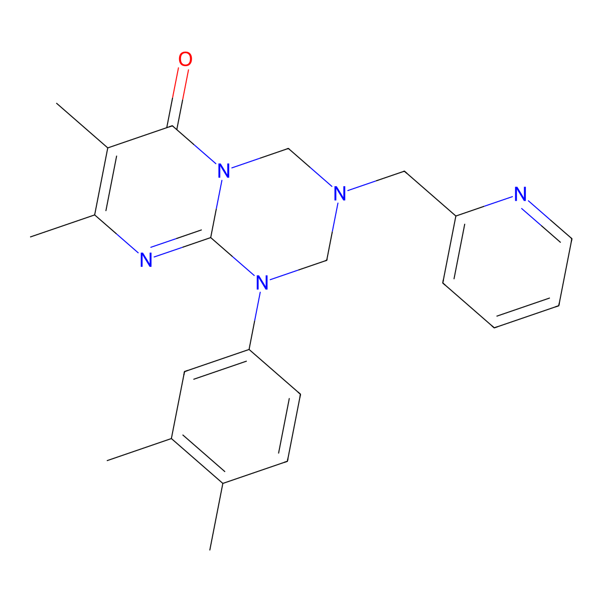 1-(3,4-dimethylphenyl)-7,8-dimethyl-3-(2-pyridylmethyl)-1,2,3,4-tetrahydro-6H-pyrimido[1,2-a][1,3,5]triazin-6-one molecular structure, CAS 1158337-28-0