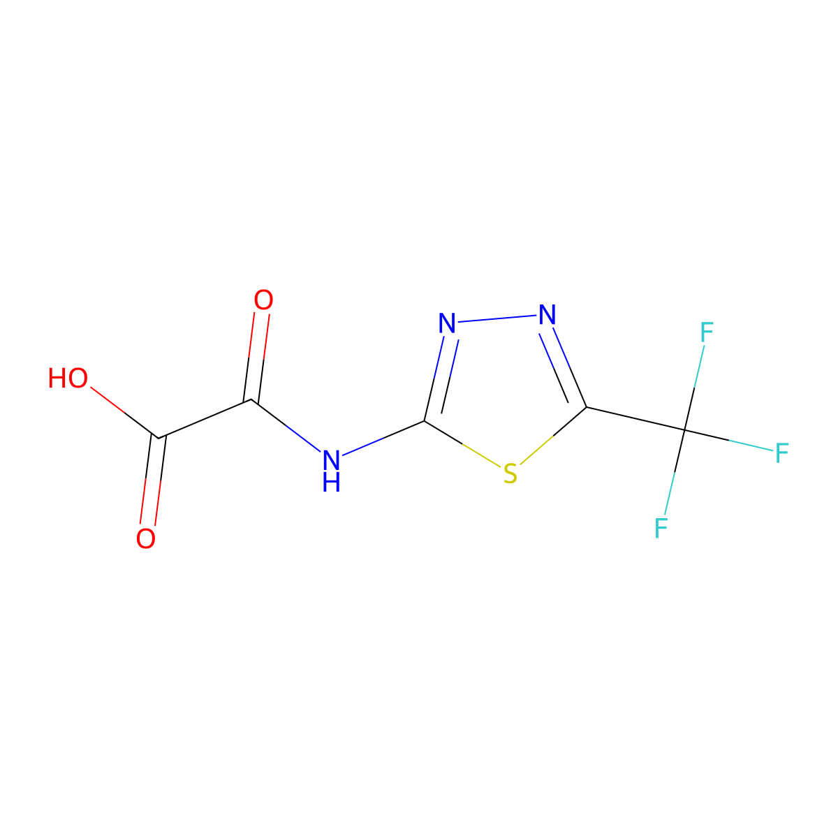 Oxo{[5-(trifluoromethyl)-1,3,4-thiadiazol-2-yl]amino}acetic acid molecular structure, CAS 1158337-57-5