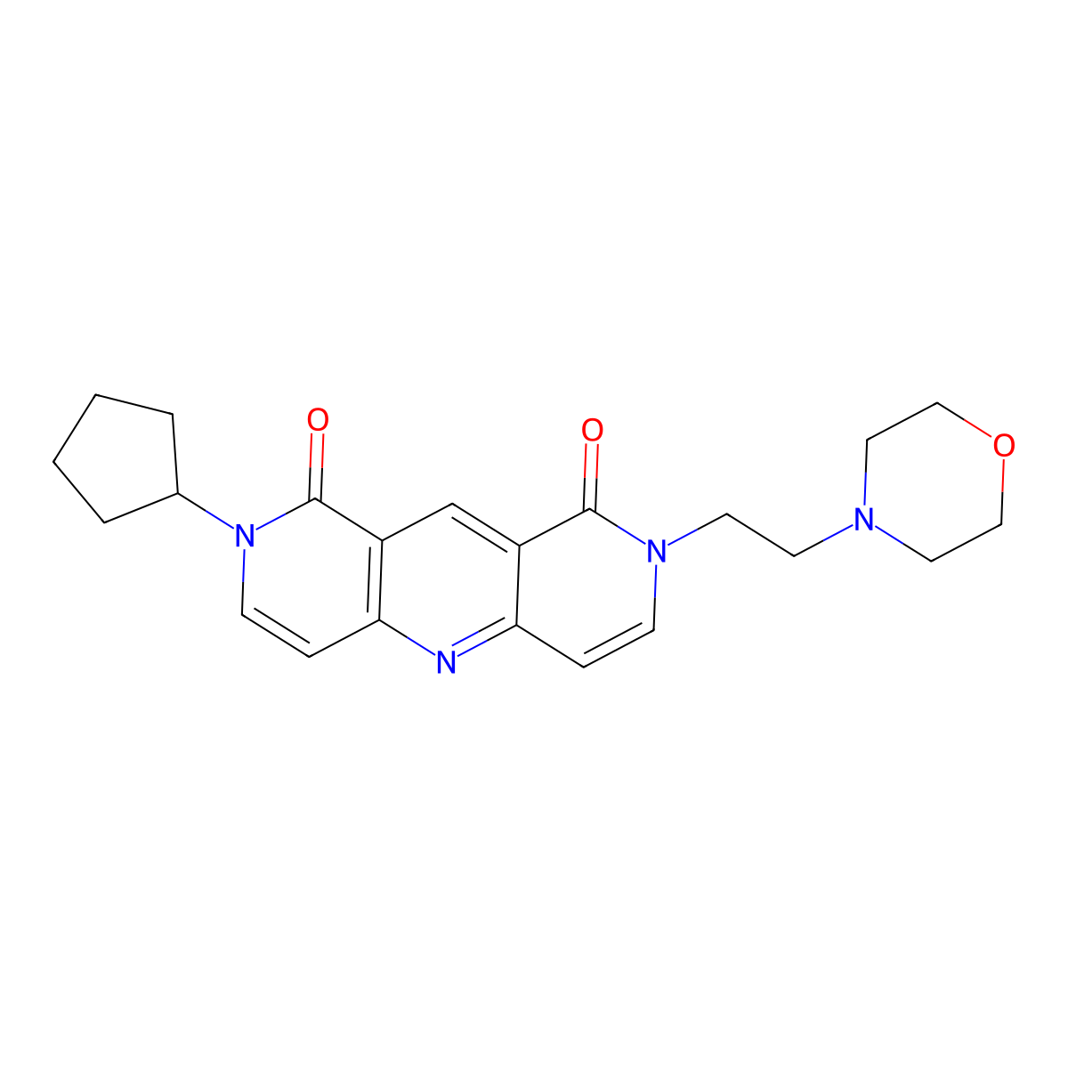 2-cyclopentyl-8-[2-(morpholin-4-yl)ethyl]pyrido[4,3-b][1,6]naphthyridine-1,9(2H,8H)-dione molecular structure, CAS 1158338-18-1