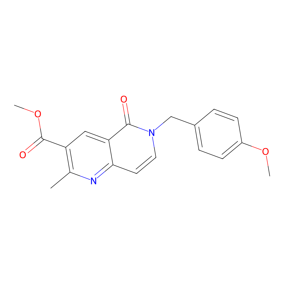 Methyl 6-(4-methoxybenzyl)-2-methyl-5-oxo-5,6-dihydro-1,6-naphthyridine-3-carboxylate molecular structure, CAS 1158339-78-6