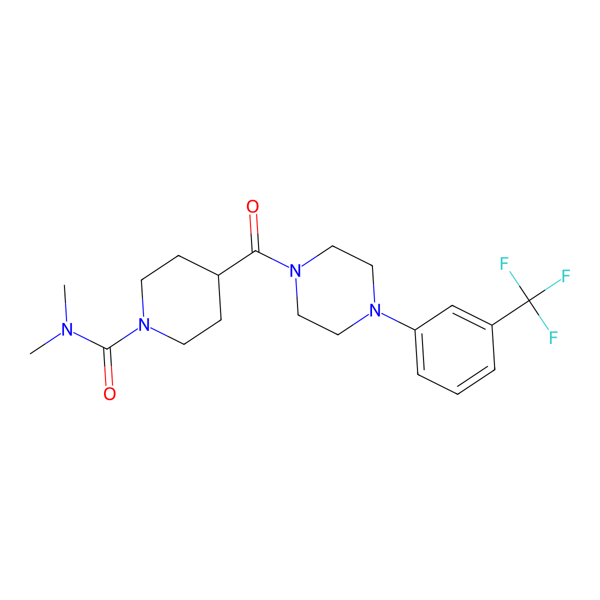 N,N-dimethyl-4-({4-[3-(trifluoromethyl)phenyl]piperazin-1-yl}carbonyl)piperidine-1-carboxamide molecular structure, CAS 1158340-94-3