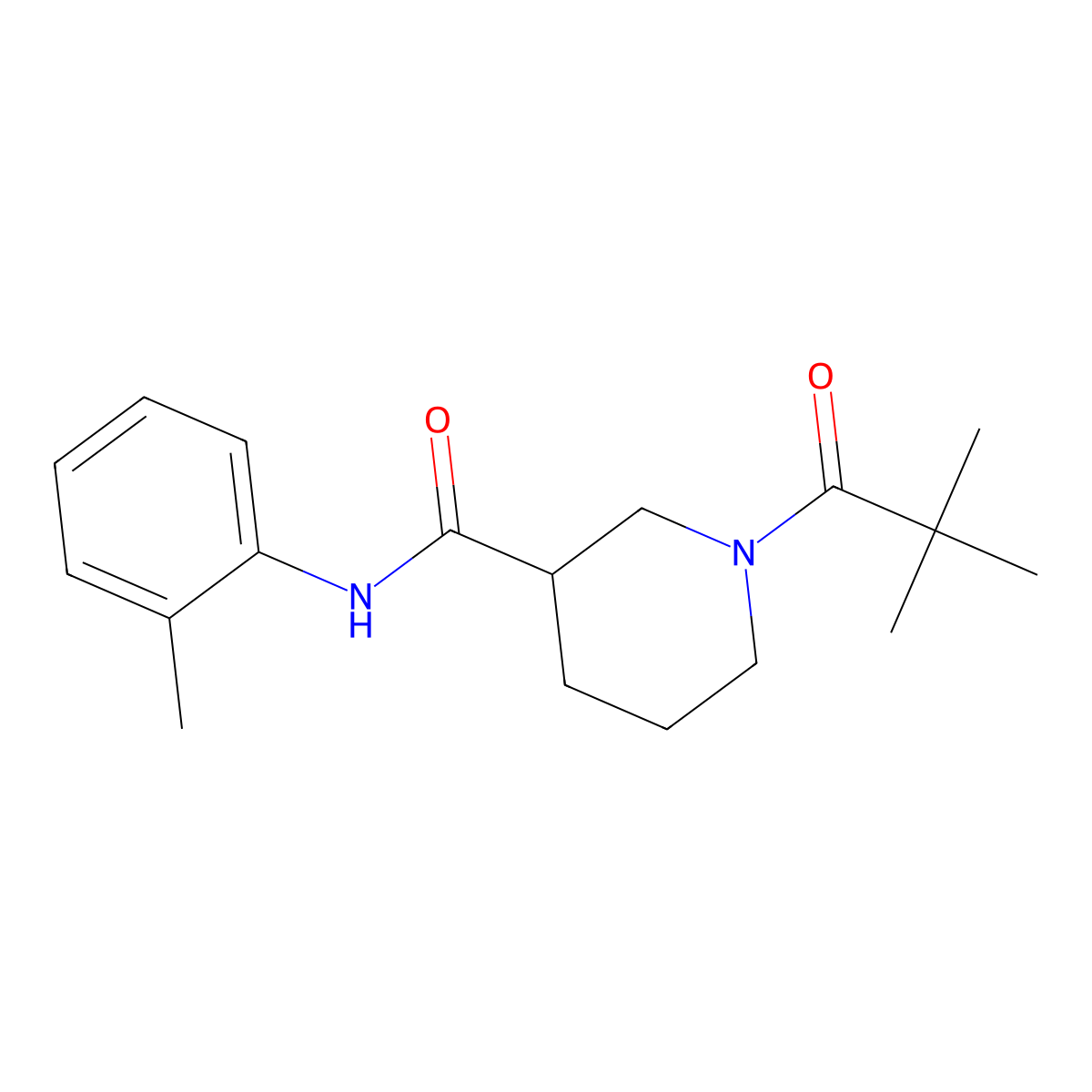 1-(2,2-dimethylpropanoyl)-N-(2-methylphenyl)piperidine-3-carboxamide molecular structure, CAS 1158341-11-7