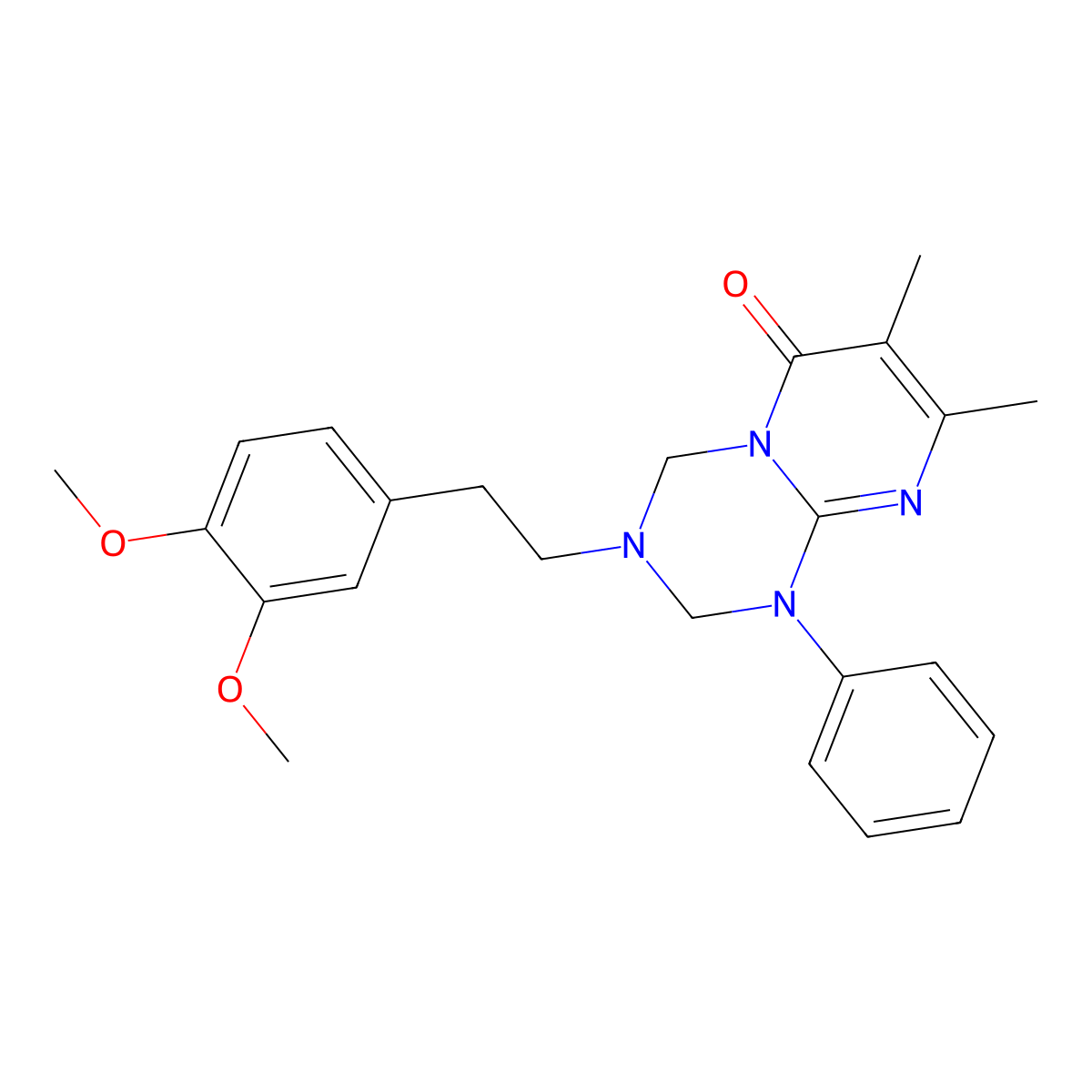 3-(2-cyclohex-1-en-1-ylethyl)-7,8-dimethyl-1-phenyl-1,2,3,4-tetrahydro-6H-pyrimido[1,2-a][1,3,5]triazin-6-one molecular structure, CAS 1158341-19-5