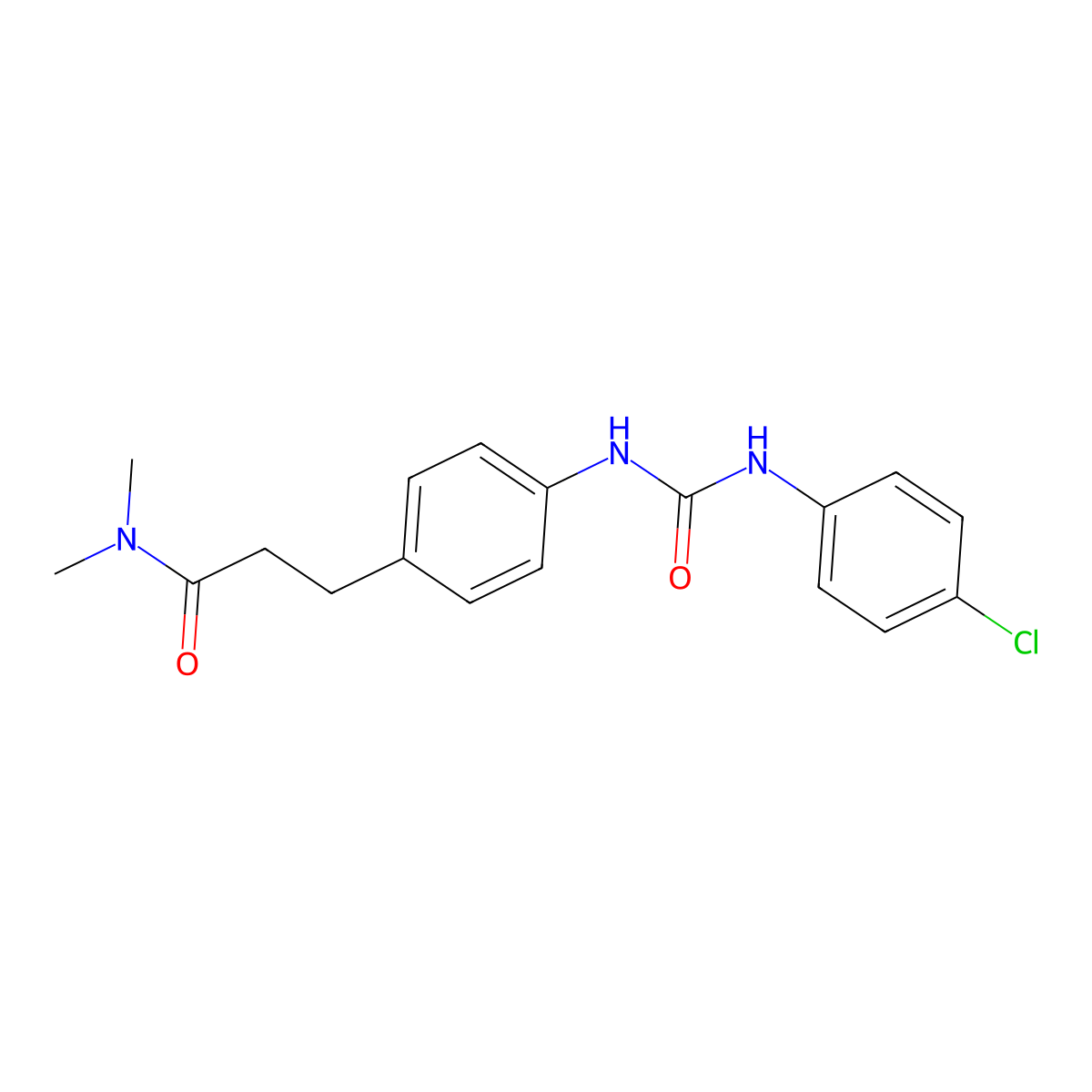 3-[4-({[(4-chlorophenyl)amino]carbonyl}amino)phenyl]-N,N-dimethylpropanamide molecular structure, CAS 1158342-31-4