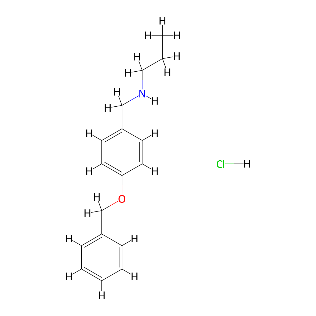 {[4-(Benzyloxy)phenyl]methyl}(propyl)amine hydrochloride molecular structure, CAS 1158342-79-0