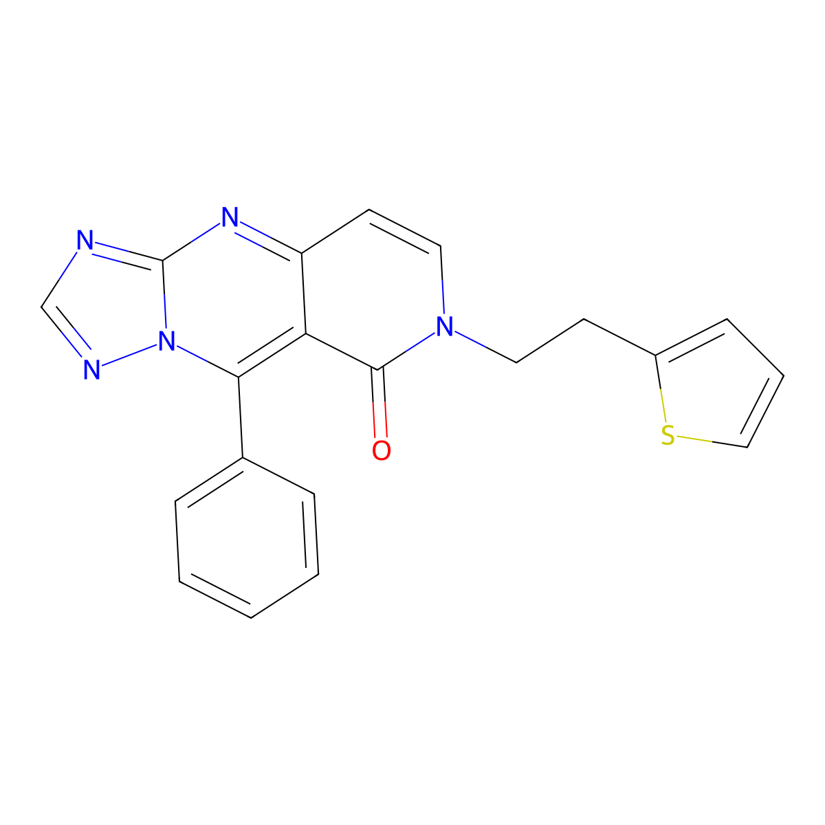 9-phenyl-7-[2-(2-thienyl)ethyl]pyrido[4,3-d][1,2,4]triazolo[1,5-a]pyrimidin-8(7H)-one molecular structure, CAS 1158344-61-6