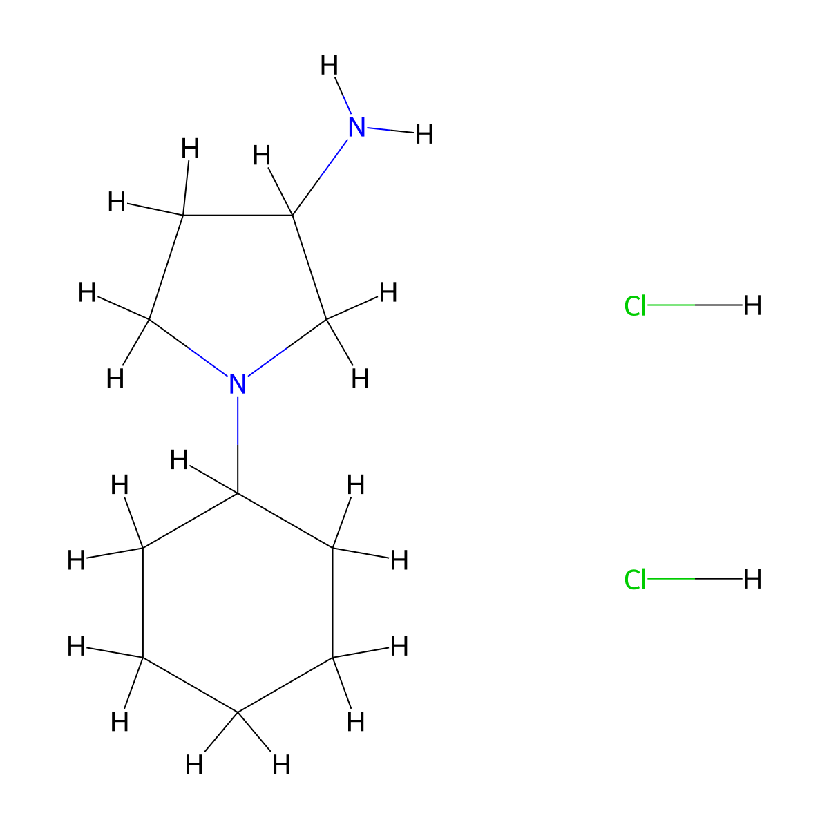 1-Cyclohexylpyrrolidin-3-amine dihydrochloride molecular structure, CAS 1158346-03-2