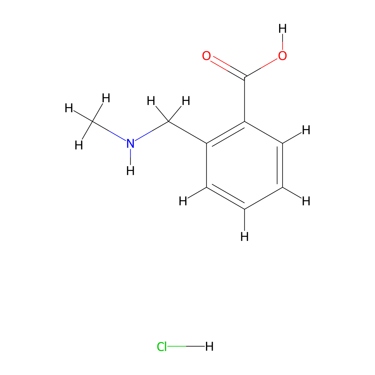 2-((Methylamino)methyl)benzoic acid hydrochloride molecular structure, CAS 1158346-38-3