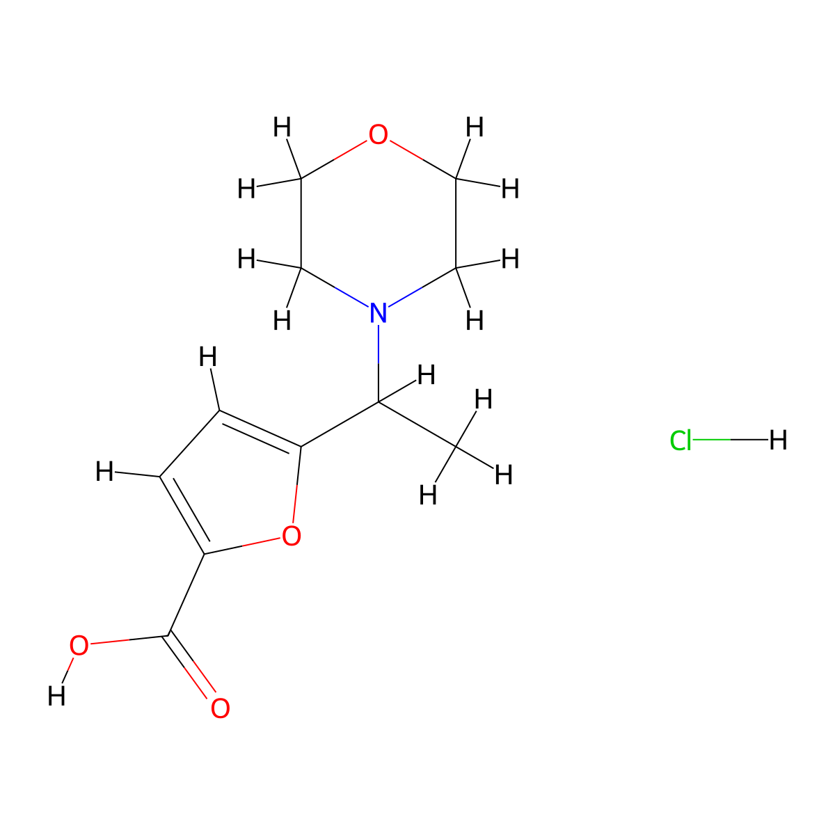 5-(1-Morpholin-4-YL-ethyl)-furan-2-carboxylic acid hydrochloride molecular structure, CAS 1158347-29-5