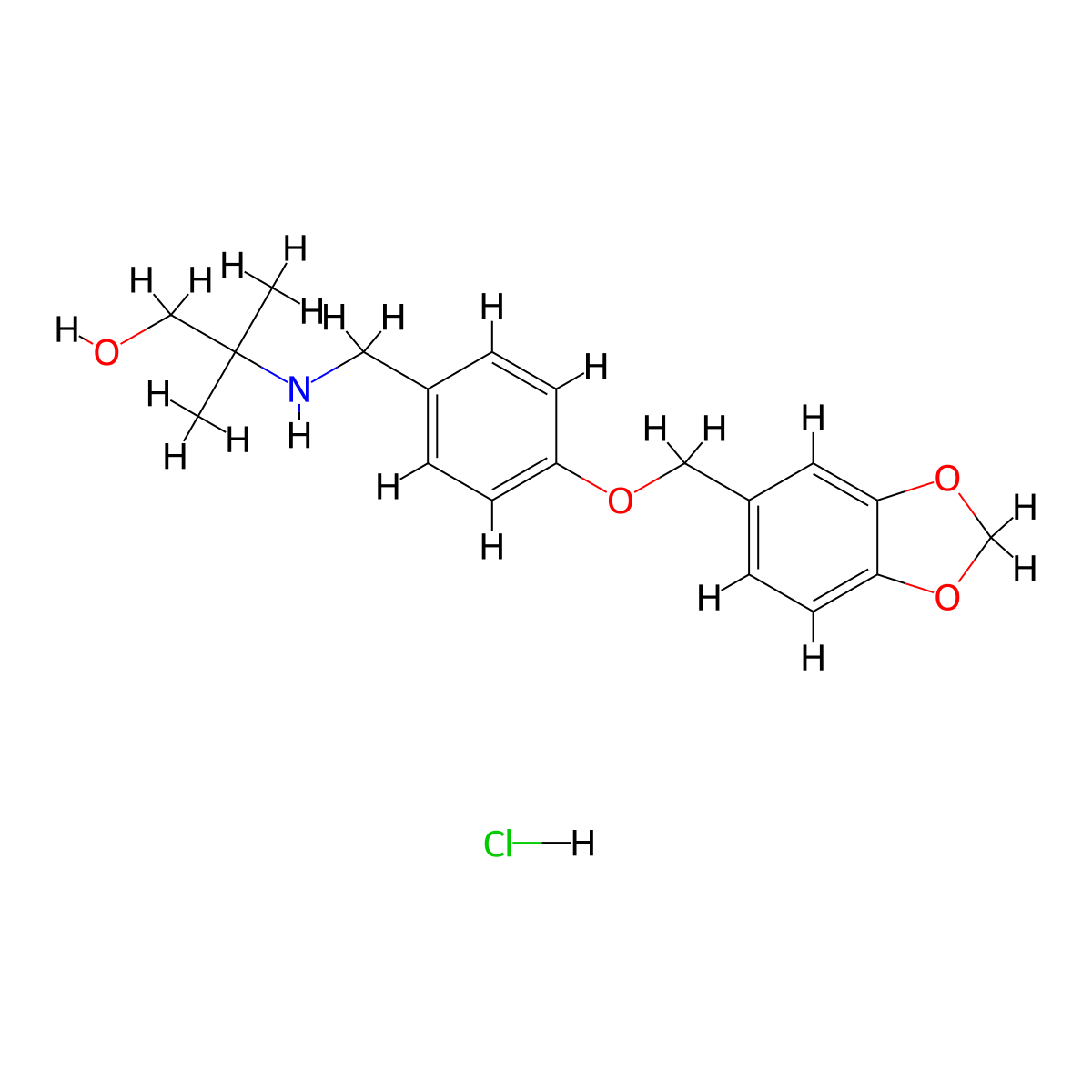 2-[[4-(1,3-Benzodioxol-5-ylmethoxy)phenyl]methylamino]-2-methylpropan-1-ol;hydrochloride molecular structure, CAS 1158347-32-0
