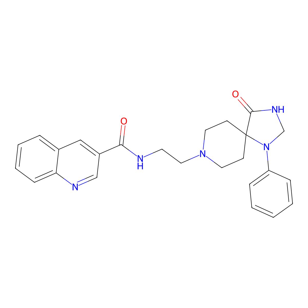 N-(2-(4-oxo-1-phenyl-1,3,8-triazaspiro[4.5]decan-8-yl)ethyl)quinoline-3-carboxamide molecular structure, CAS 1158347-73-9