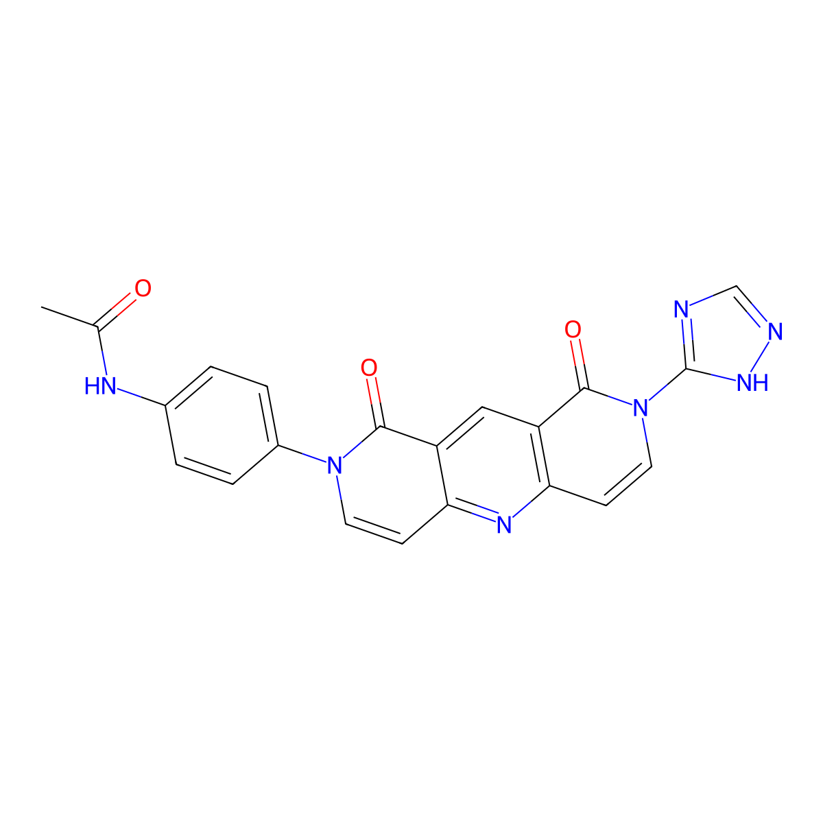 N-{4-[1,9-dioxo-8-(1H-1,2,4-triazol-5-yl)-8,9-dihydropyrido[4,3-b][1,6]naphthyridin-2(1H)-yl]phenyl}acetamide molecular structure, CAS 1158348-26-5