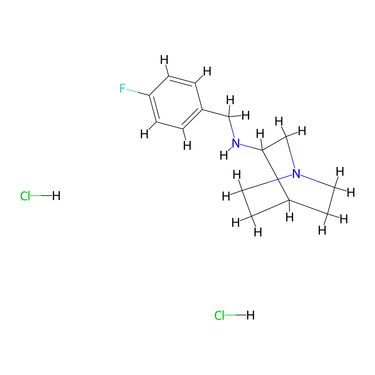 (1-Aza-bicyclo[2.2.2]oct-3-YL)-(4-fluoro-benzyl)-amine dihydrochloride molecular structure, CAS 1158349-48-4