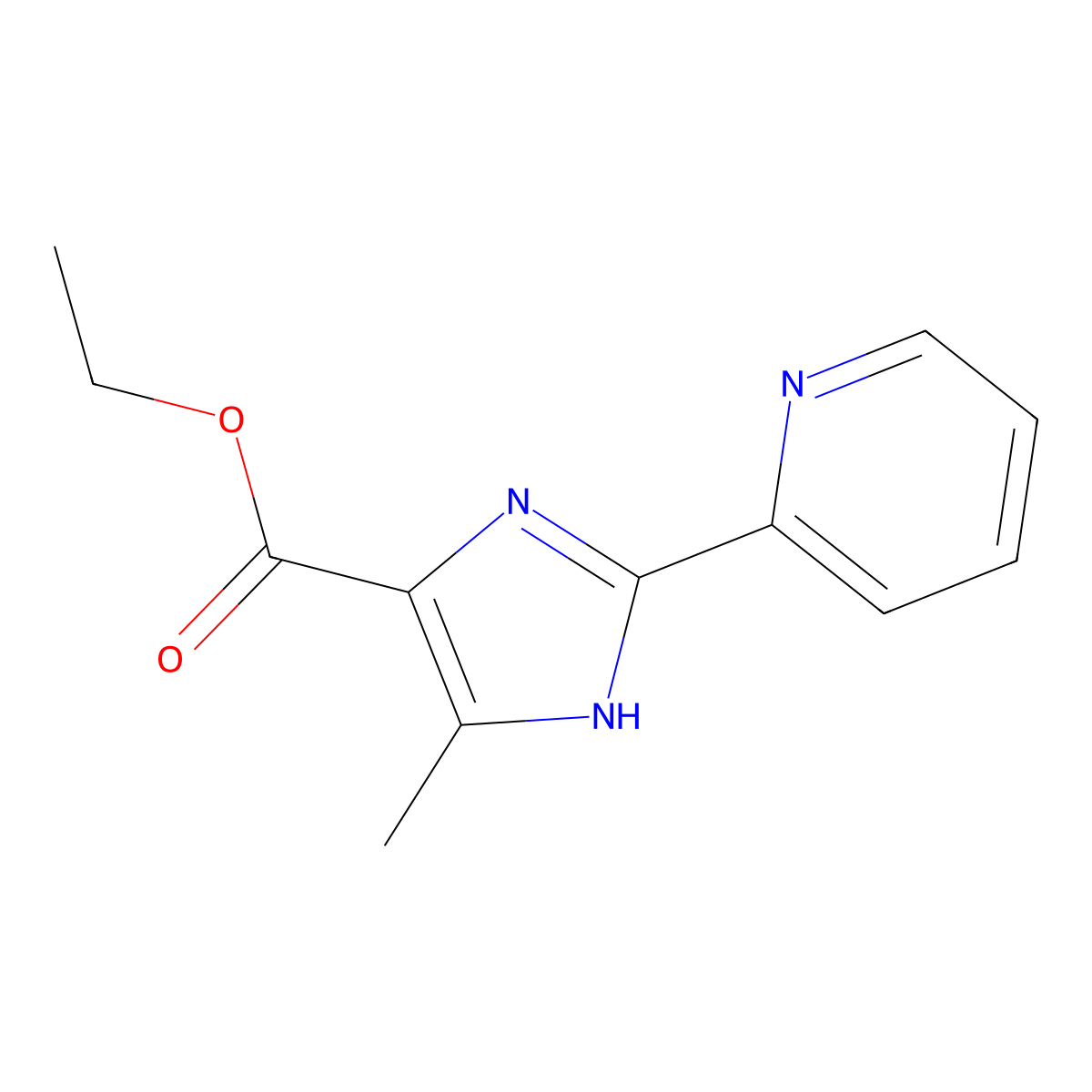 Ethyl 5-methyl-2-(pyridin-2-yl)-1H-imidazole-4-carboxylate molecular structure, CAS 115835-57-9
