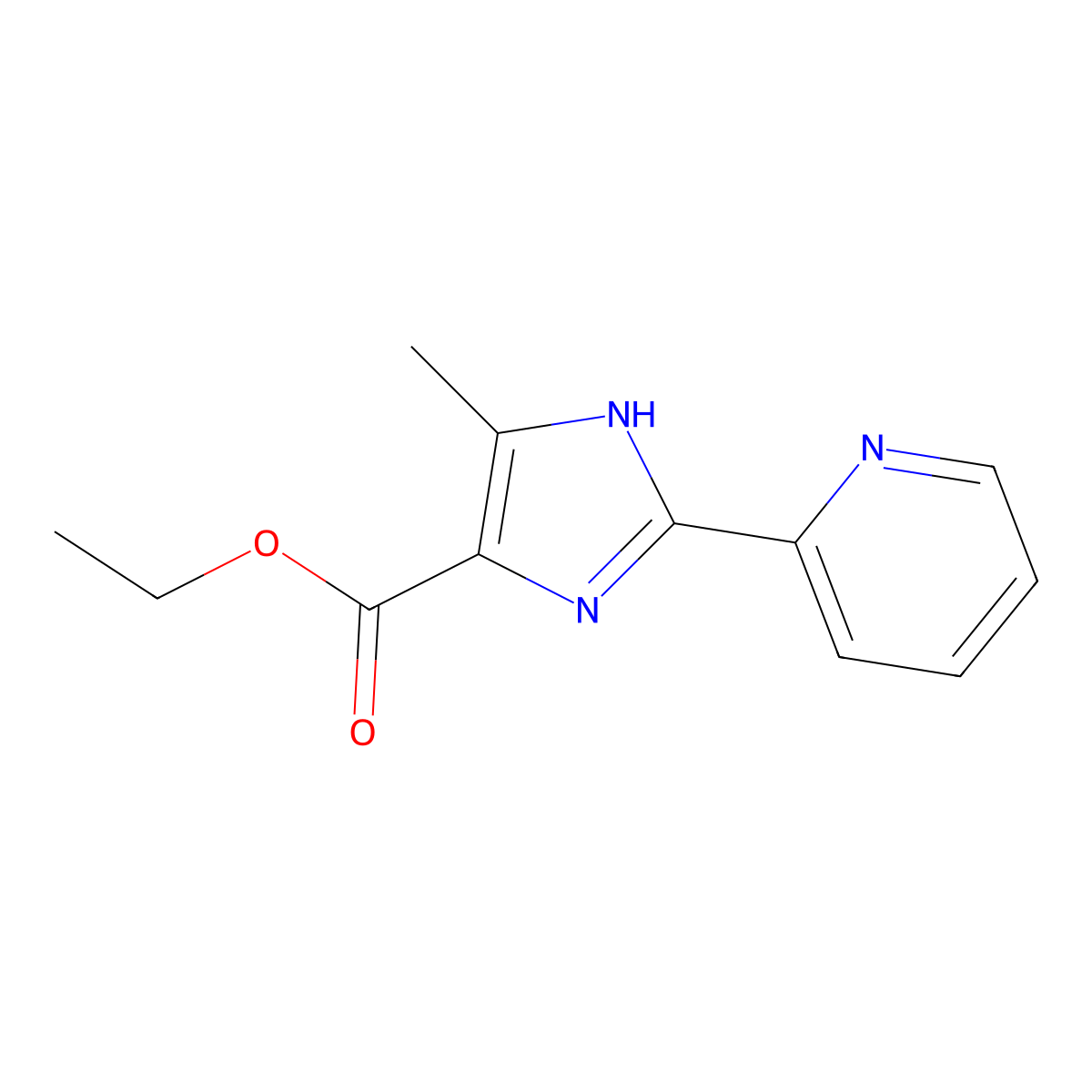 Ethyl 5-methyl-2-(pyridin-2-yl)-1H-imidazole-4-carboxylate molecular structure, CAS 115835-57-9