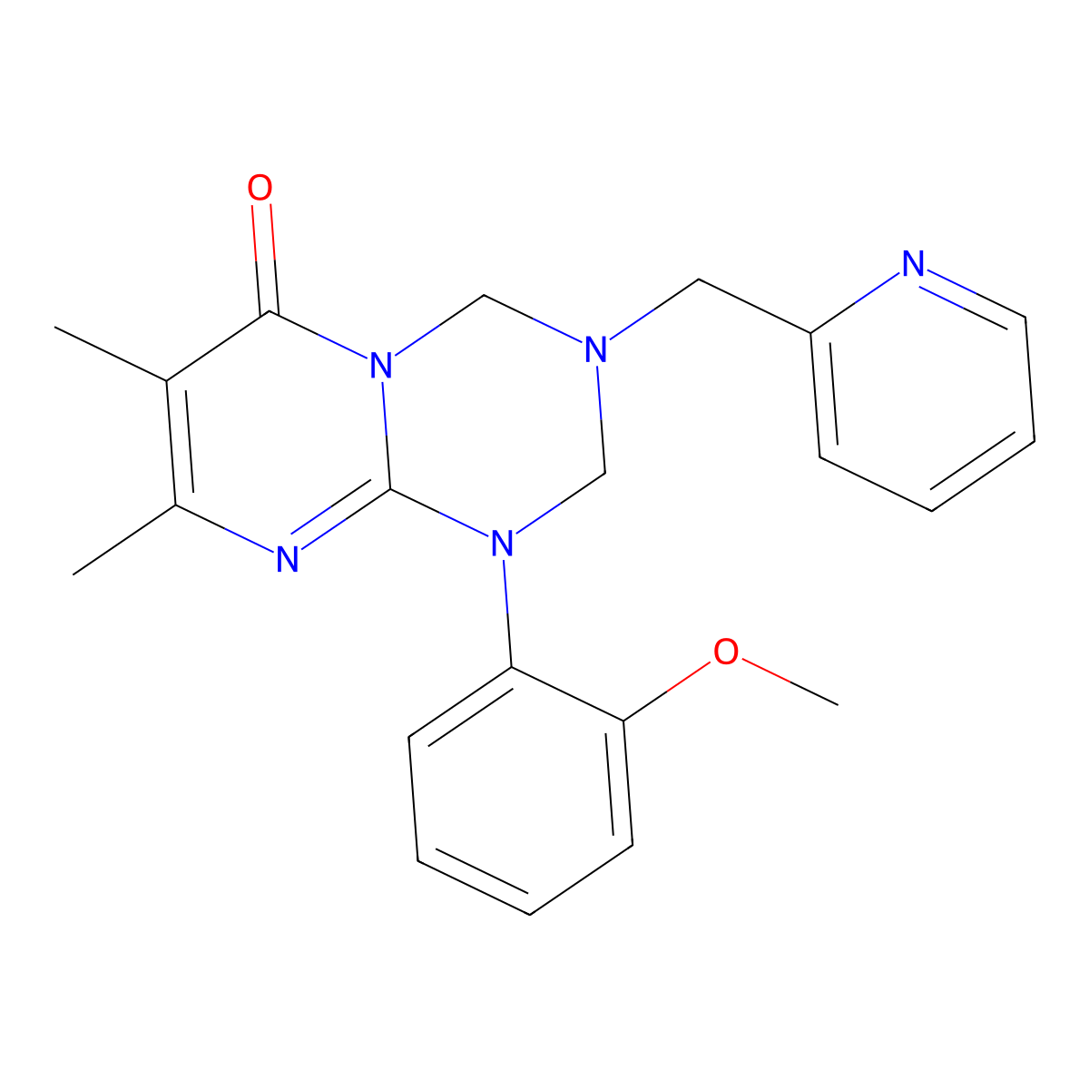 1-(2-methoxyphenyl)-7,8-dimethyl-3-(pyridin-2-ylmethyl)-1,2,3,4-tetrahydro-6H-pyrimido[1,2-a][1,3,5]triazin-6-one molecular structure, CAS 1158350-45-8