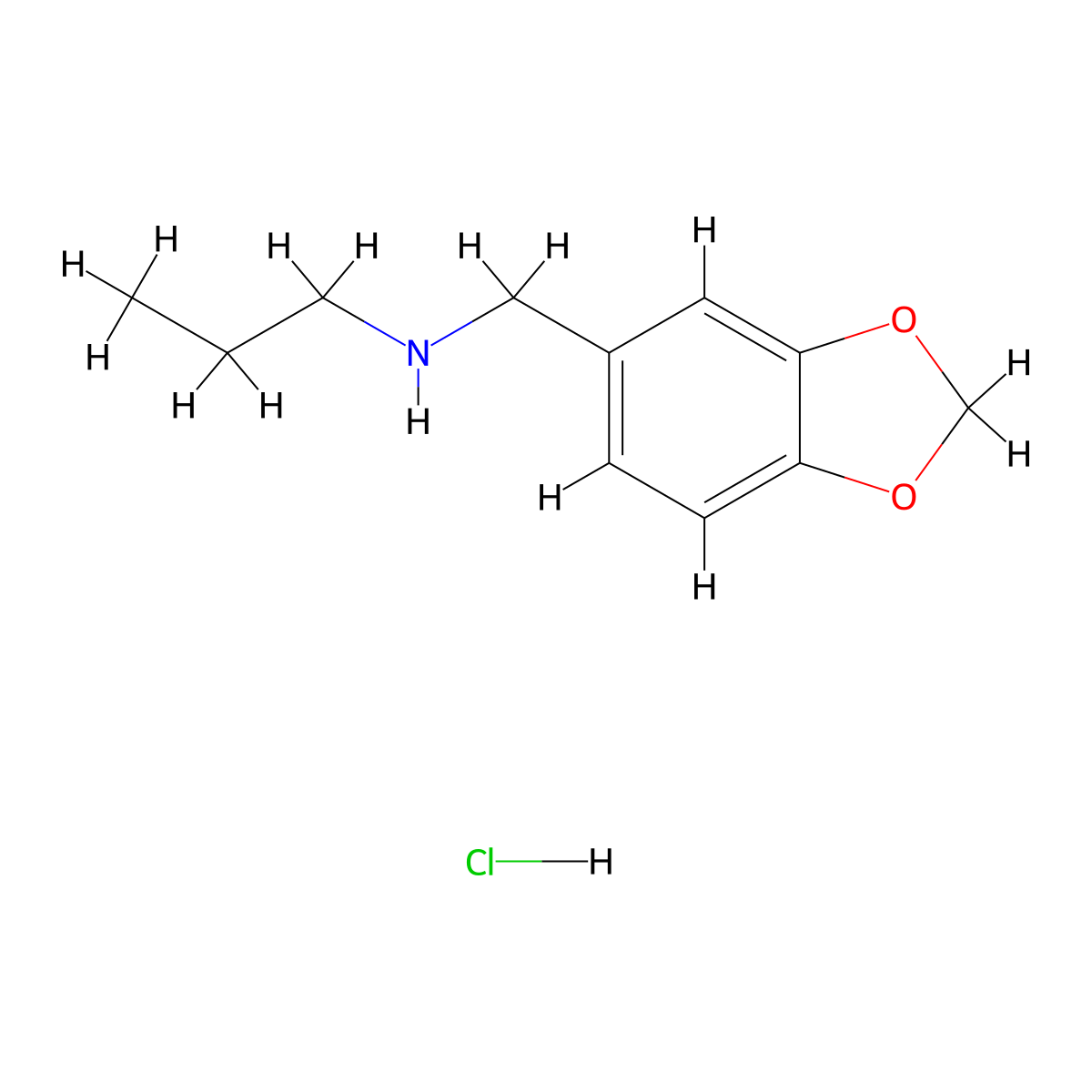 (2H-1,3-Benzodioxol-5-ylmethyl)(propyl)amine hydrochloride molecular structure, CAS 1158352-41-0