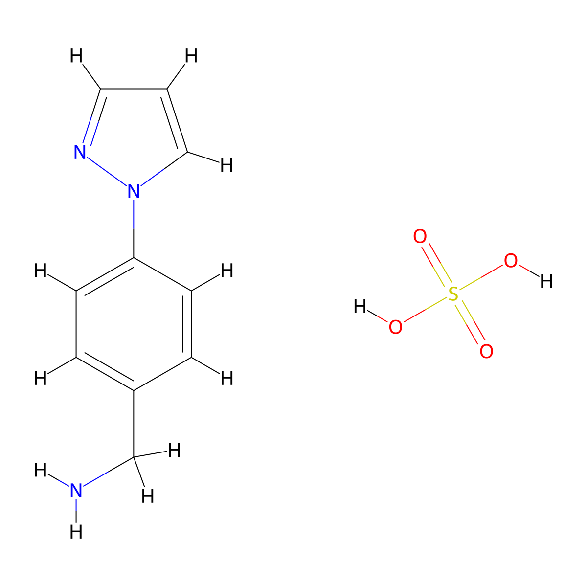 [4-(1H-pyrazol-1-yl)benzyl]amine sulfate (2:1) molecular structure, CAS 1158353-54-8