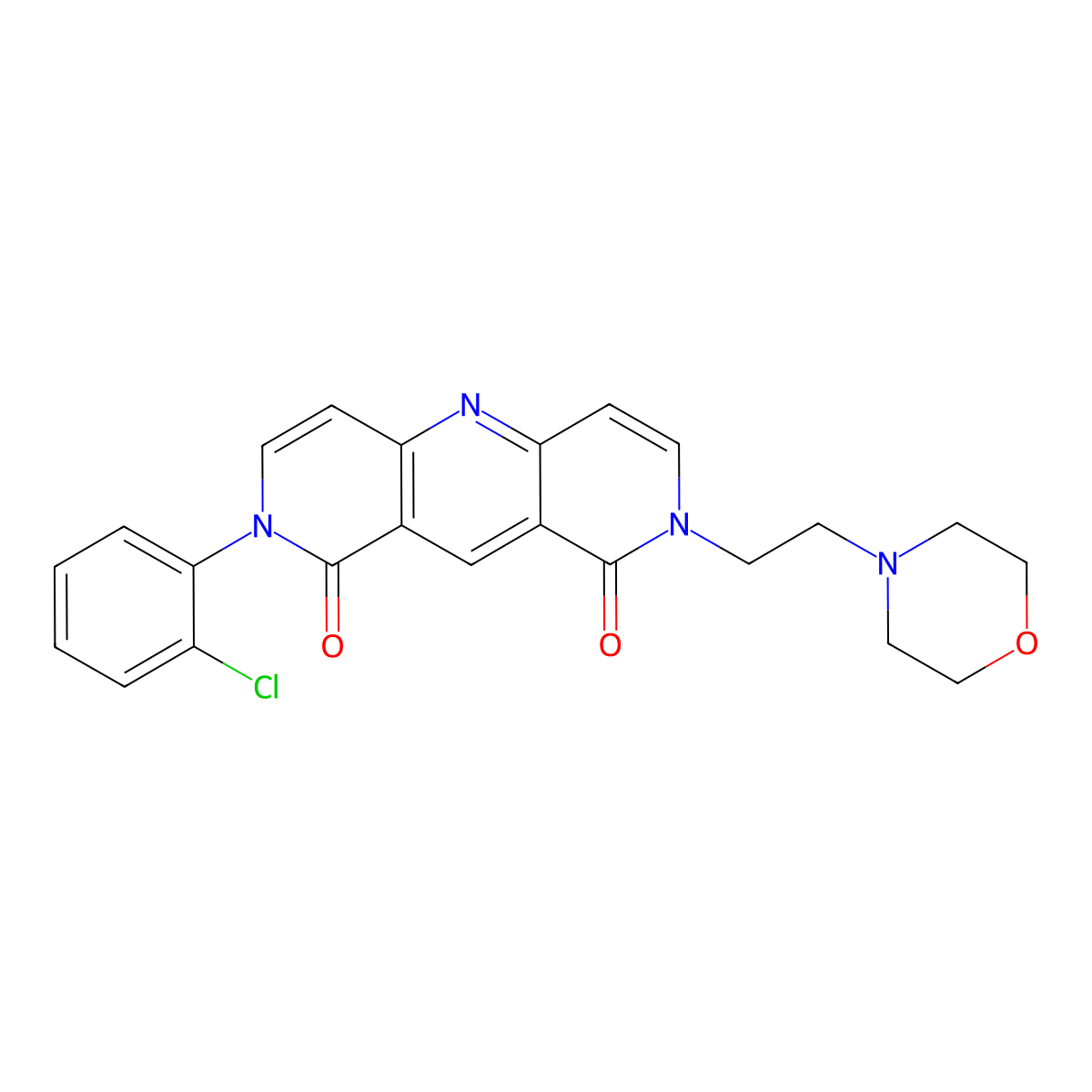 2-(2-chlorophenyl)-8-[2-(morpholin-4-yl)ethyl]pyrido[4,3-b][1,6]naphthyridine-1,9(2H,8H)-dione molecular structure, CAS 1158356-38-7