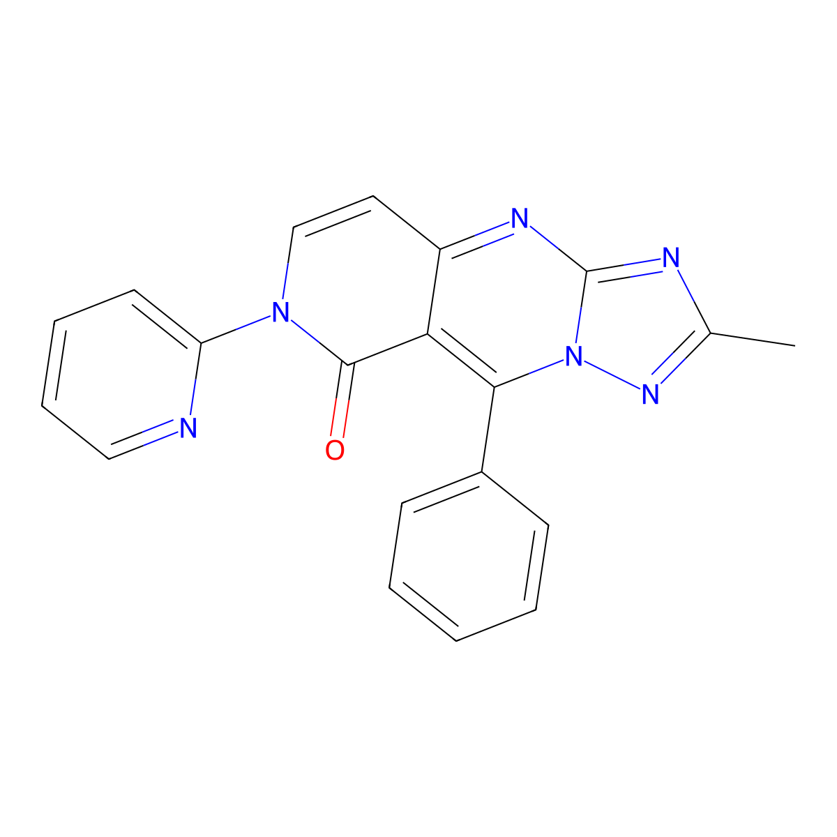 2-methyl-9-phenyl-7-(pyridin-2-yl)pyrido[4,3-d][1,2,4]triazolo[1,5-a]pyrimidin-8(7H)-one molecular structure, CAS 1158357-43-7
