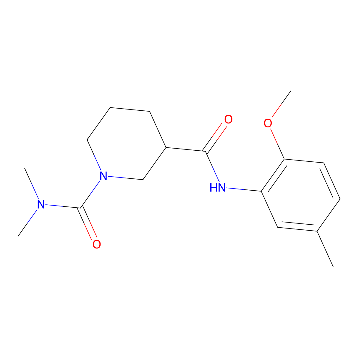 N~3~-(2-methoxy-5-methylphenyl)-N~1~,N~1~-dimethylpiperidine-1,3-dicarboxamide molecular structure, CAS 1158357-55-1