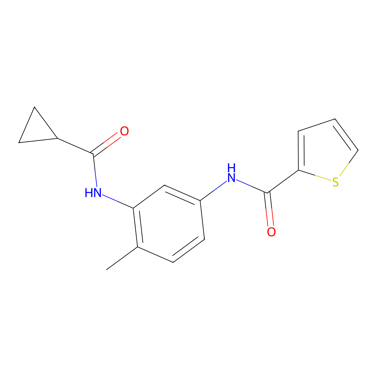 N-{3-[(cyclopropylcarbonyl)amino]-4-methylphenyl}thiophene-2-carboxamide molecular structure, CAS 1158358-14-5